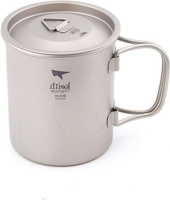 Keith 300ml/900ml Titanium Cup Outdoor Servies Camping Reizen Opvouwbare Handvat Cup (300ml)