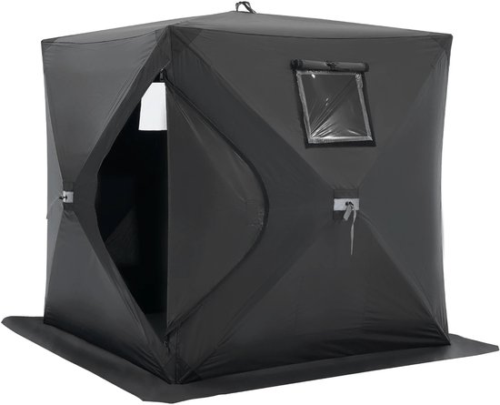 Kelseek vistent - Ijstent - Karpertent - Winter vissen - Visuitrusting - Waterdicht - 1-2 personen - 1.5 x 1.5 x 1.65 m - Zwart van Merkloos
