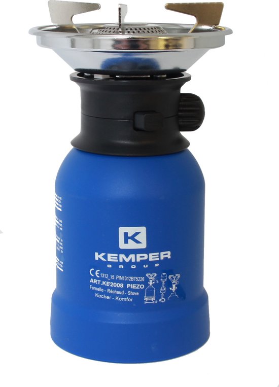 Kemper Gaskooktoestel met windbescherming en piëzo ontsteking 1200 Watt Blauw van Merkloos