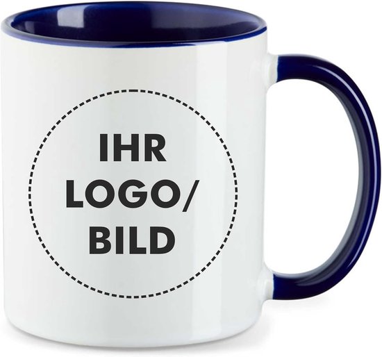 Keramische Mok Blauw 330 ml - Bedrukbaar met Eigen Logo of Foto