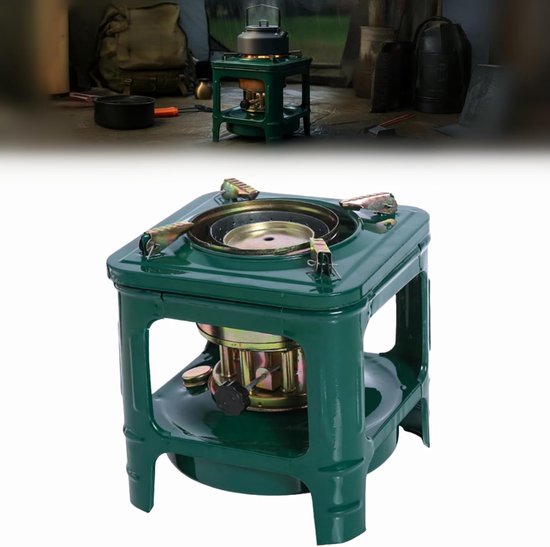 Kerosine Oven - Petroleum Koker - Outdoor Koken - 8 Katoen Lonten - 20.5cm Hoog - Groen