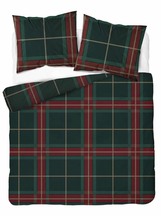 Kerst Dekbedovertrek Katoen 140x200 Winter Ruiten Xmas Christmas van Merkloos