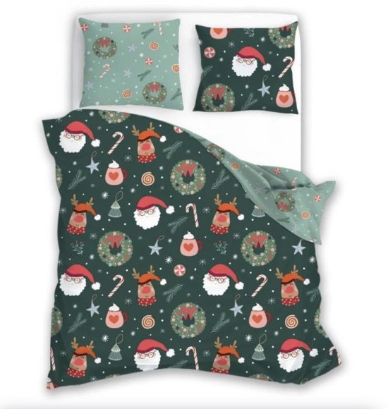 Kerst dekbedovertrek Santa 140 x 200 Christmas Xmas Polyester van Daglig.