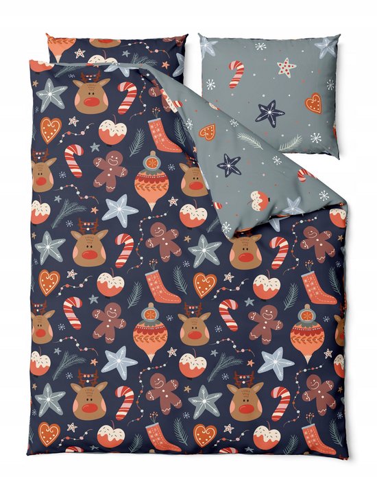 Kerst dekbedovertrek Santa 140x200 Christmas Xmas Polyeser van Merkloos