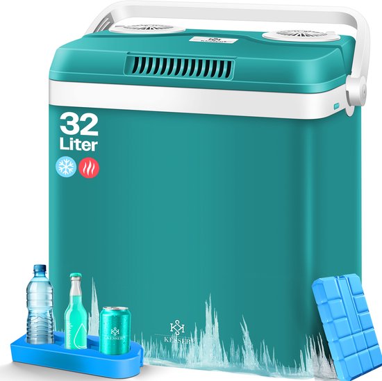 KESSER® 32L Thermo Elektrische Koelbox voor warm houden en koelen | Coolbox / 12V, 230V Stekker, Minikoelkast, Thermo-elektrische Warmhoudbox / met ECO-modus - Petrolgroen