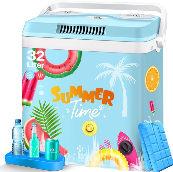 KESSER® 32L Thermo Elektrische Koelbox voor warm houden en koelen | Coolbox / 12V, 230V Stekker, Minikoelkast, Thermo-elektrische Warmhoudbox / met ECO-modus - Tropical van Merkloos