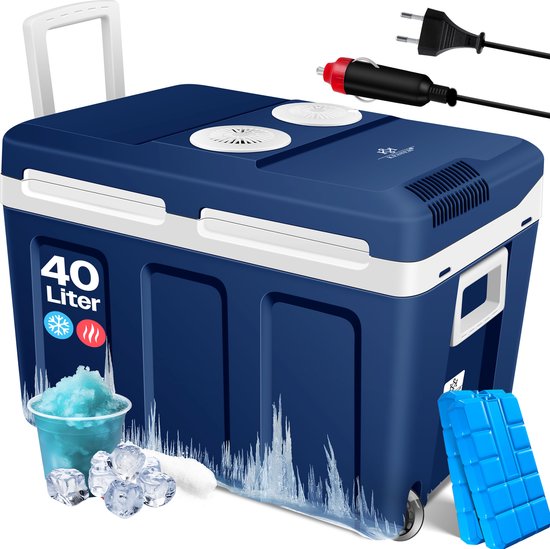 KESSER® 40L Thermo Elektrische Koelbox met wielen - voor warm houden en koelen - Coolbox - 12 volt en 230 volt| minikoelkast - thermobox voor auto| boot en camping - met ECO-modus - 40L, Marineblauw van Merkloos