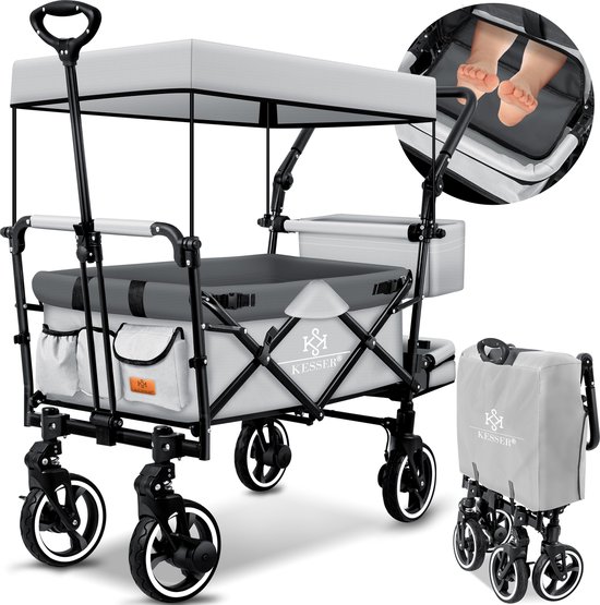 KESSER® Bolderkar GTS-9100 opvouwbaar met Dak tot 80 kg draagvermogen - Grijs van KESSER