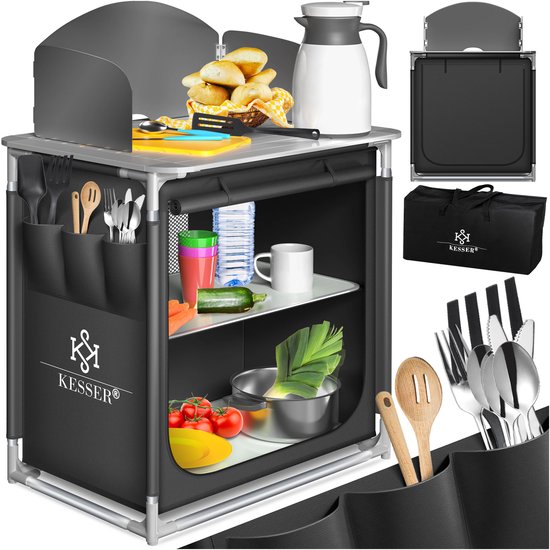 KESSER® Campingkeuken Opvouwbaar - Campingkast inclusief Opbergtas - Kampeerkeuken Kampeerkast van Merkloos