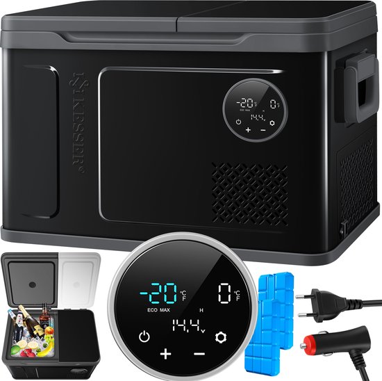 KESSER® Compressor Koelbox 2in1 Dubbele Zone Koeler & Vriezer, Elektrische Vriesbox LED Touch Control 12/24 V 230V, Frigobox Koelen tot -20 °C voor Auto, Vrachtwagen, Kamperen - 49 Liter, Zwart / Antraciet van Merkloos