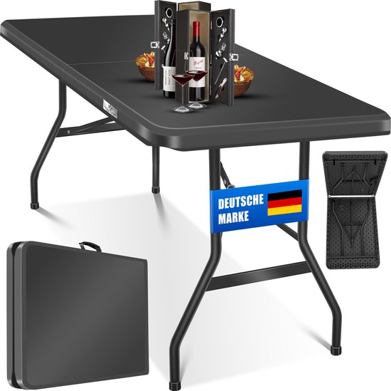 KESSER® Inklapbare Tafel 183x76x74cm Vouwtafel - Campingtafel Kunststof - Klaptafel Geschikt voor 8 Personen voor Tuin, Terras en Balkon inclusief Draaggreep - Antraciet van KESSER
