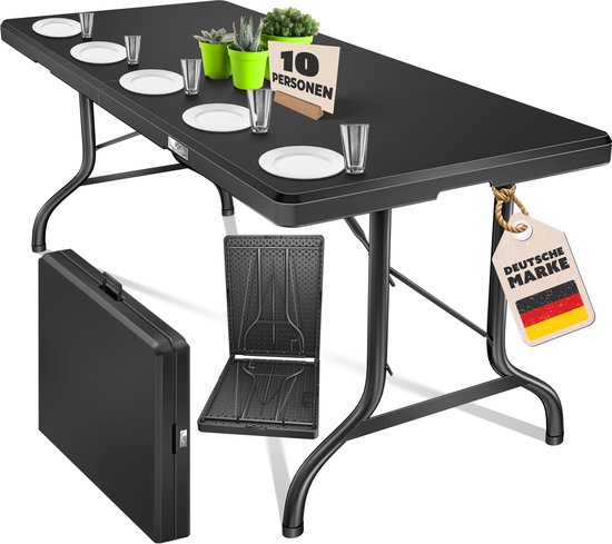 KESSER® Inklapbare Tafel 220x68x74cm Vouwtafel - Campingtafel Kunststof - Klaptafel Geschikt voor 8 Personen voor Tuin, Terras en Balkon inclusief Draaggreep - Antraciet van KESSER