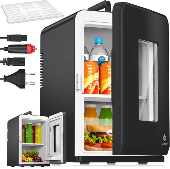 KESSER® K-MKS-2076 - Mini-koelkast - 15 Liter - AC DC 220-240V en 12V - Verwarmingsfunctie - Zwart