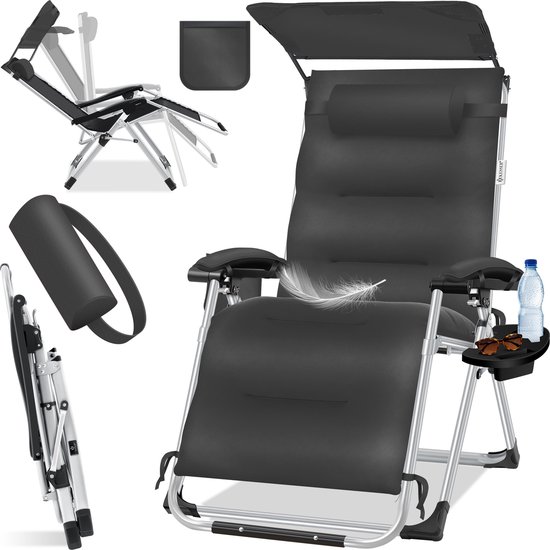 KESSER Luxe Ligstoel – Extra Breed & Comfortabel – Dikke Kussens, Armleuningen, Hoofdkussen, Bijzettafel & Opbergvakken – Ergonomisch & Antislip – Tuin of Balkon van Merkloos