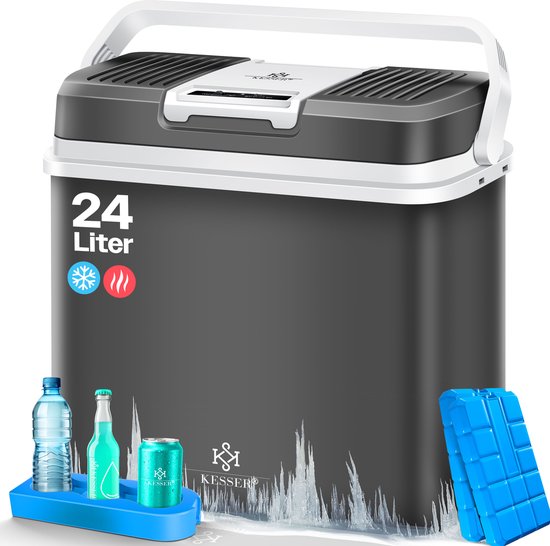 KESSER® Thermo-Elektrische Koelbox 24L Koelt & Verwarmt - Koelbox elektrisch 12V en 230V voor Auto en Camping - Antraciet van Merkloos