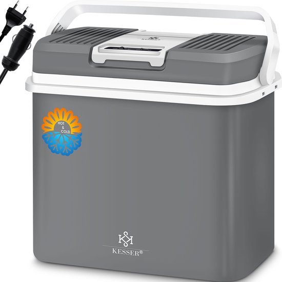 KESSER® Thermo-Elektrische Koelbox 24L Koelt & Verwarmt - Koelbox elektrisch 12V en 230V voor Auto en Camping - Grijs van Merkloos