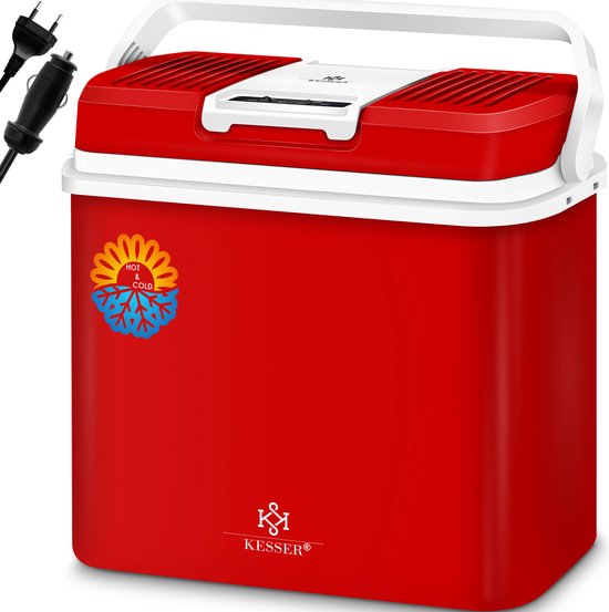 KESSER® Thermo-Elektrische Koelbox 24L Koelt & Verwarmt - Koelbox elektrisch 12V en 230V voor Auto en Camping - Rood