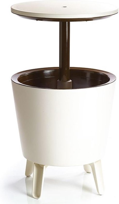 Keter -Cool Bar 2 in1 - Drinkkoeler en bijzettafel/ Draagbare tuinbar / Crème - chocoladekleur van Merkloos