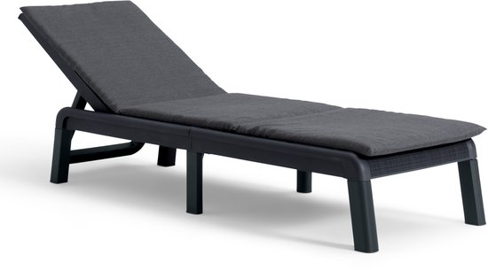 Keter Mallorca Ligbed - inclusief kussen - 187.5x58x29cm - Antraciet van Merkloos