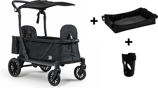KETTLER COMPACT - Duo bolderwagen/bolderkar opvouwbaar - Buggy - Duo kinderwagen - incl regenhoes - incl bekerhouder - incl dienblad van Merkloos