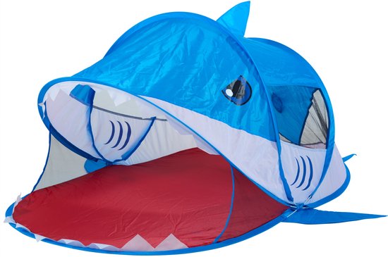 Kids Collection - pop-up tent - 86 cm hoog - haai - blauw - strandtent voor kinderen van Merkloos