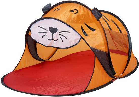 Kids Collection - pop-up tent - 86 cm hoog - Tijger- Oranje - strandtent