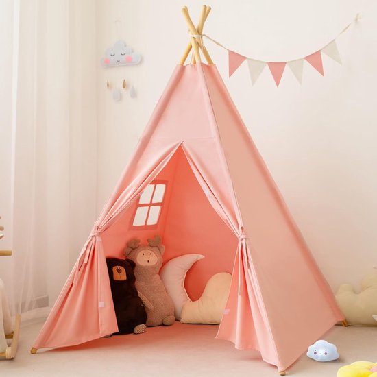 Kids Cone Tent - Draagbare speeltent voor kinderen- binnen en buiten-1.8meter hoog (roze) van Merkloos
