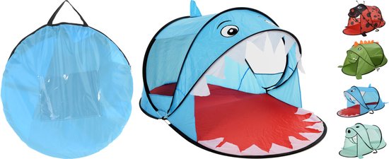 Kids pop-up tent- zeeleeuw- Lichtblauw-lieverheersbeestje-draakje-haai van Tiny Magic