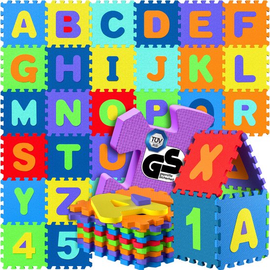 Kiduku - Puzzelmat - speelmat - 36 Foamtegels - Zwembadtegels - 86 delig XXL foam van KIDUKU