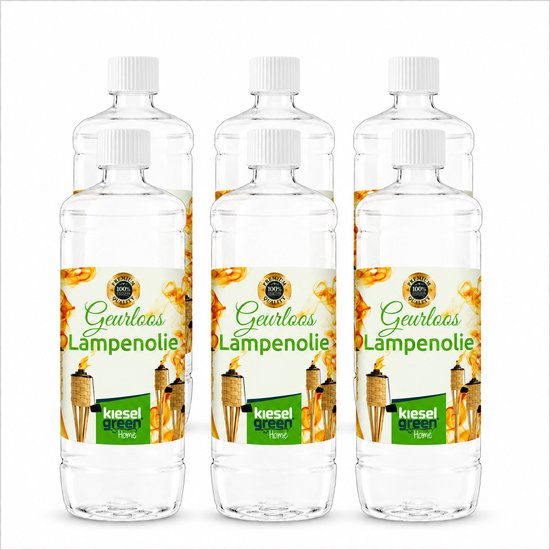 Kieselgreen Lampenolie 6 x 1 liter voor tuinlampen en fakkels geurloze olie met minimale rook en roetvorming