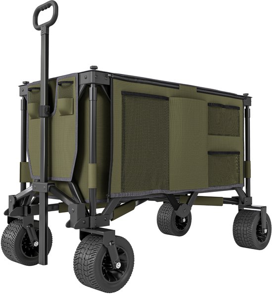 Killogood Opvouwbare bolderkar, 7 zijvakken, verstelbare handgreep, tot 120 kg, staal, groen, 100 x 48 x 100.5 cm van Merkloos