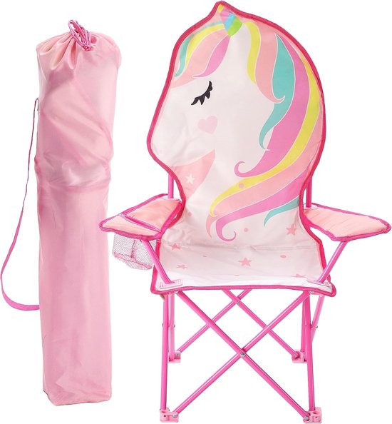 Kinder Campingstoel - Opvouwbare Stoel - Buitenactiviteiten - Inclusief Draagtas - 35x35x66 cm - Eenhoorn