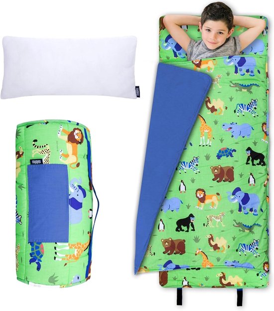Kinder dutjes mat - Slaapmat peuter - Dutjes op school - Ingebouwde deken en kussen - 50 x 20 inch van Merkloos