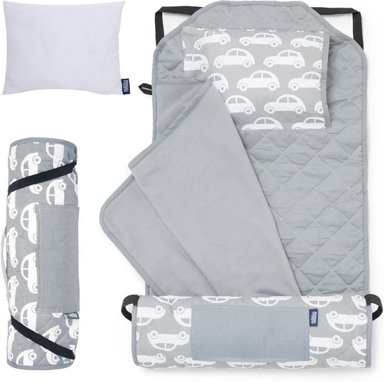 Kinder Nap Mat - Slaapmat Peuters - Kinderdagverblijf & School - Inclusief Kussen - 126 x 51 cm - Blauw van Merkloos