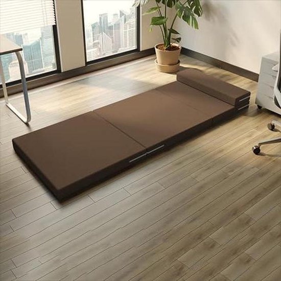 Kinder Slaapmat - Gast Matras - Logeren en Reizen - Afneembare Hoes - 160 x 60 cm - Bruin