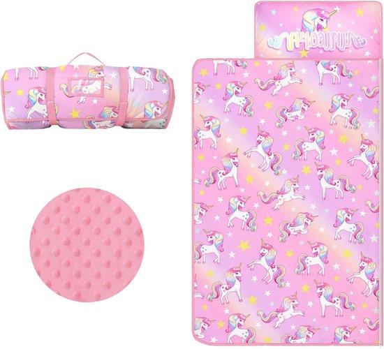Kinder Slaapmat - Kinderslaapzak Mat - Comfortabel Slapen - 2-in-1 Afneembaar - 150 x 60 cm - Eenhoorn