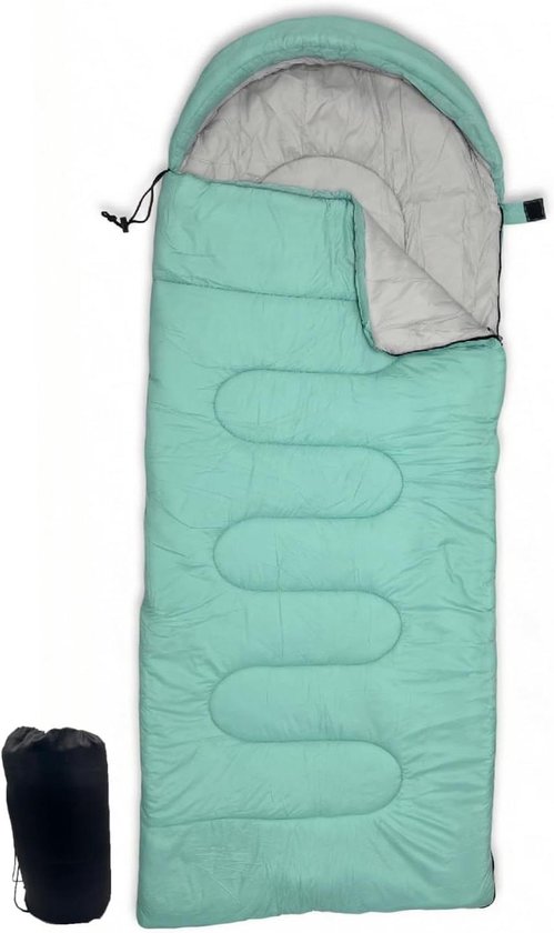 Kinder slaapzak - Compacte zak - Kamperen en reizen - Waterafstotend nylon - 170 x 70 cm - Groen