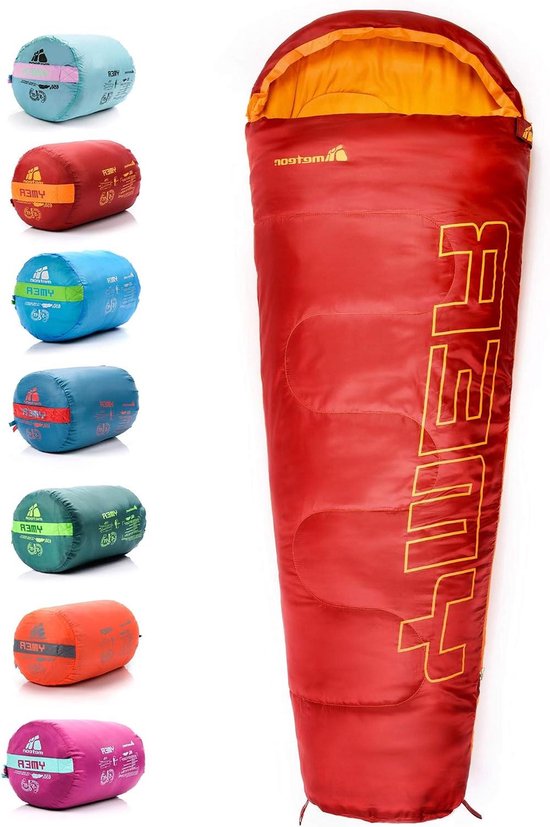 Kinder Slaapzak - Kampeer deken - Buiten slapen - Lichtgewicht ontwerp - 155 cm lengte - Rood/Oranje van Kinder