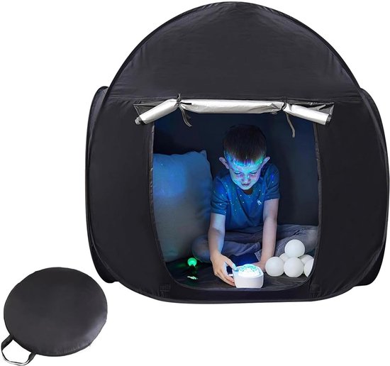 Kinder Tent - Vrijstaand - Pop Up Universeel - met Reistas - Zwart - 120X120X120cm van Merkloos