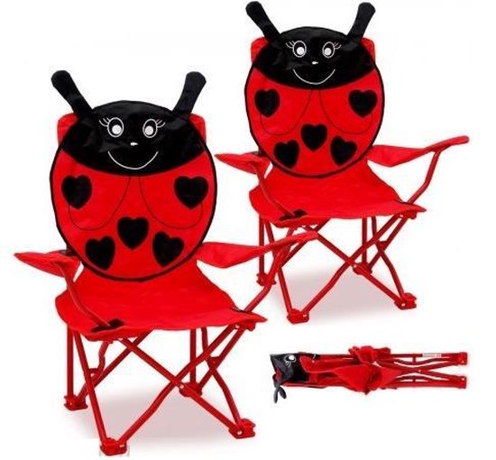 Kinder Tuinstoel - Opvouwbaar - Set van 2 stuks - Rood van Van der Meulen
