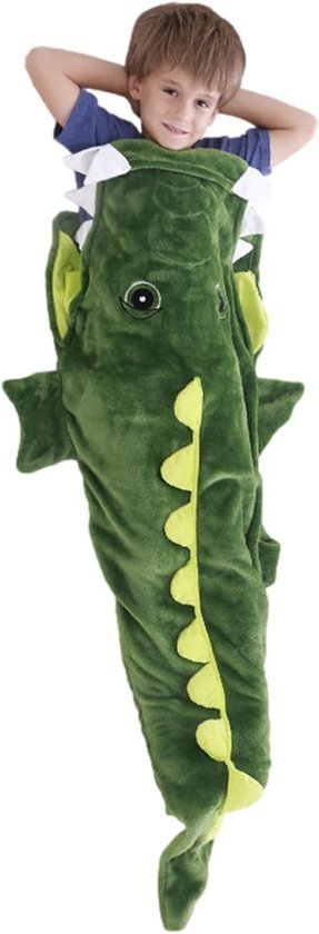 Kinderen Slaapzak - Verdikte Deken - Warm Blijven - Krokodil Staart Design - 155 cm - Groen