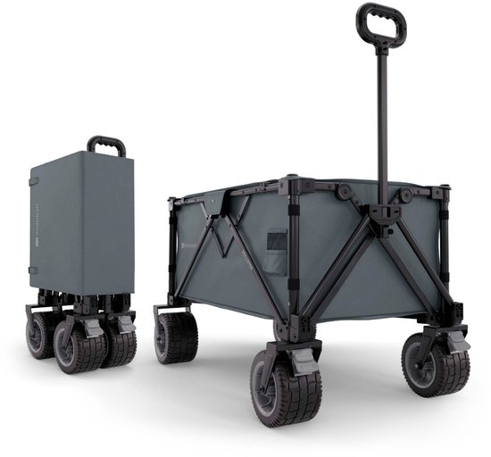 Kinderkraft ROLLSTER Opvouwbare Bolderkar - 130L Inhoud, Draagkracht tot 100 kg - 360° Wielen en Telescoopstang - Lichtgewicht en Compact - Grijs