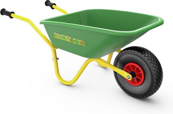 Kinderkruiwagen voor kinderen vanaf 3 jaar - belastbaar tot 25 kg - metalen frame - kunststof bak - Dempy groen/geel - speelgoed, buitenactiviteiten Bolderkar van Dempy