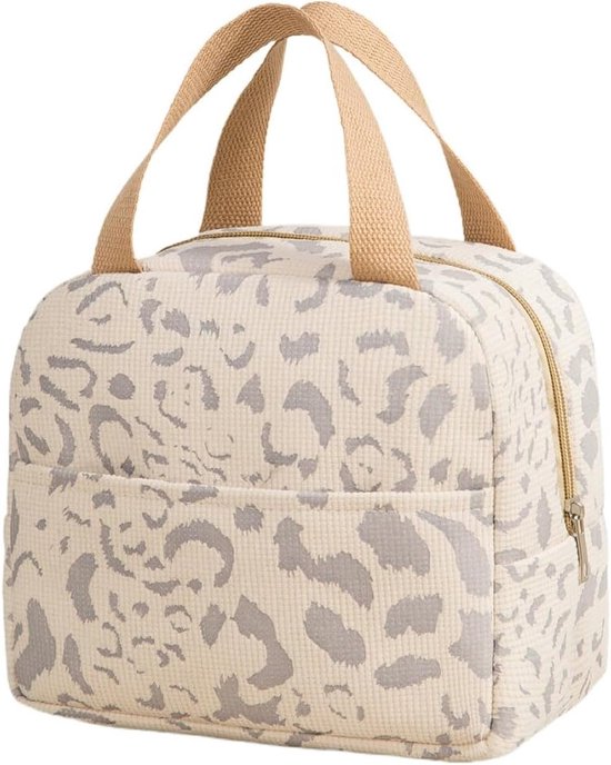 Kinderlunchtas - Herbruikbare lunchtas - Lunchtas - Lunchtas voor jongens en meisjes - 6L minikoeltas - Kleine geïsoleerde picknicktas - Voor werk, school, picknick, reizen (beige) van Merkloos