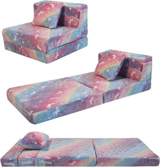 Kinderslaapbank en Vloer Matras voor Peuters - Opvouwbare, Glow in The Dark - Modulaire Kinderbank voor Speelkamer van Merkloos
