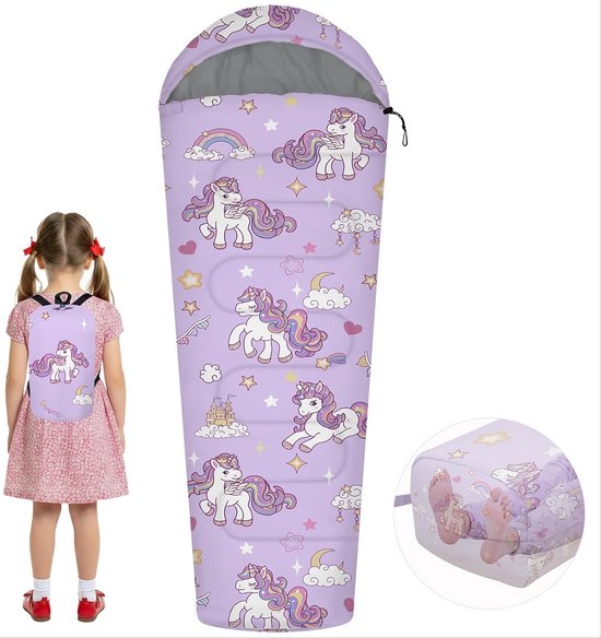 Kinderslaapzak 3 Seizoenen Meisjes en Jongens - Warm, Comfortabel & Inclusief Rugzak van Merkloos