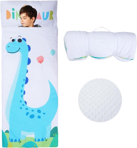 Kinderslaapzak Dubbele rits Zachte warme opvouwbare kinderslaapzak met afneembaar kussen voor meisjes Jongens Gemakkelijk schoon te maken slaapzak voor buiten Binnen kamperen 150 x 60 cm