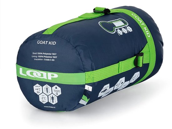 Kinderslaapzak Loap Goat Kid Blauw L-rits links van Merkloos