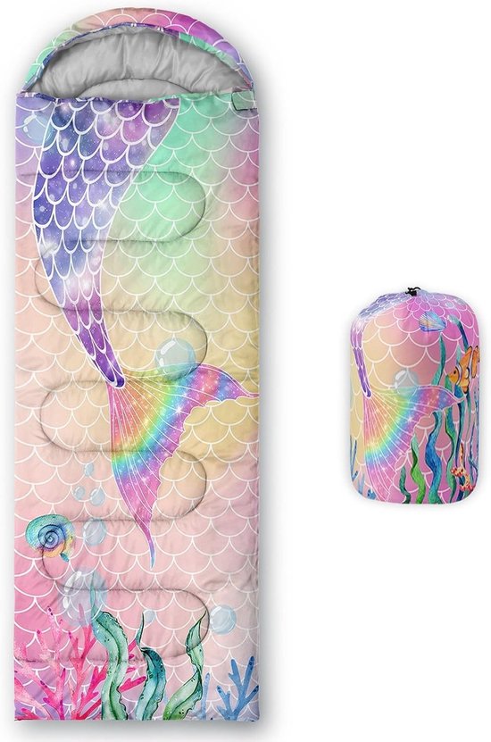 Kinderslaapzak met schattige berenmelkprint - Lichtgewicht, warm en waterdicht voor buiten en binnen, ideaal voor kamperen en wandelen