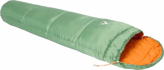 Kinderslaapzak - Mummie model - Kamperen en buiten - Lichtgewicht ontwerp - 165 cm - Groen oranje beige